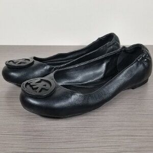 Michael Kors Lindsay Ballet Flat, Black Leather, Womens Size 7.5 M